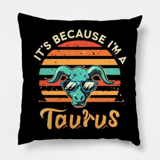 Taurus Zodiac Bliss: Retro Sunset Delight Pillow