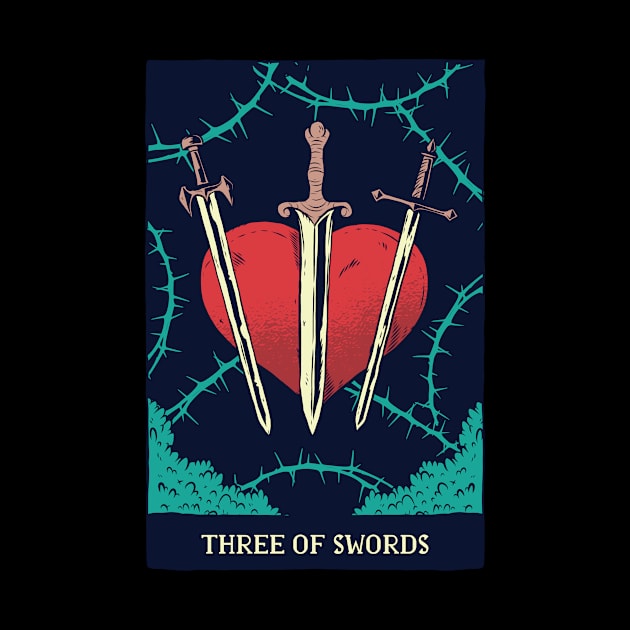 Three Of Swords Tarot Occult Tarot Cards by wbdesignz