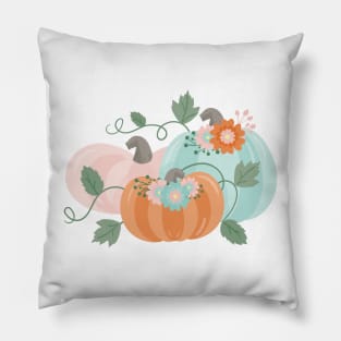 Fall Mint and Pink Pumpkins Pillow