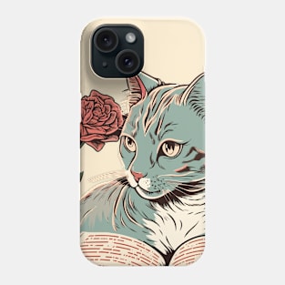 Cat and Book Retro 22 Phone Case