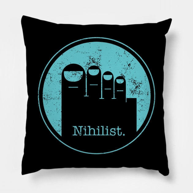 The Big Lebowski - Minimalist Nihilist Blue Pillow by Djokolelono