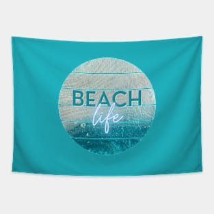 Beach Life - Teal & Pearl Acrylic Fluid Pour Tapestry