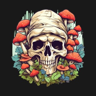 Kaleidoscope Enchantment Psychedelic Mushroom Skull T-Shirt