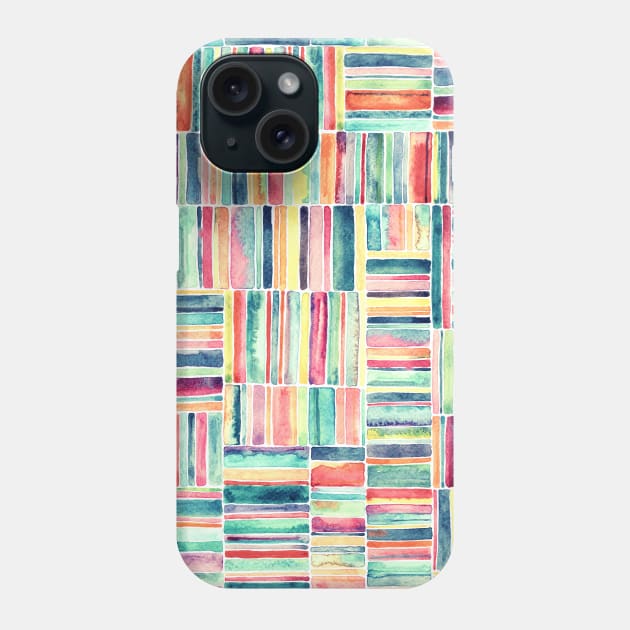 Retro Beach Chair Pastel Watercolor Stripes Phone Case by micklyn