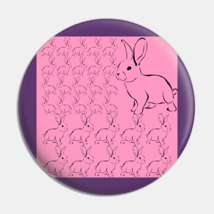 Rose Pink Bunny Rabbits Pin