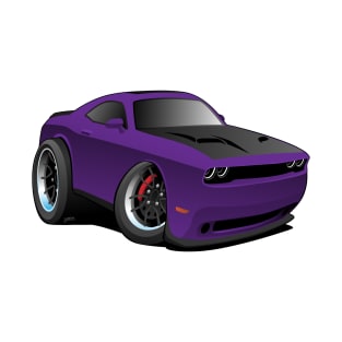 Modern American Purple Muscle Car Cartoon Illustration T-Shirt