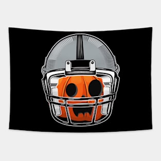 Pumpkin Wearing Football Helmet Halloween Costume Tapestry