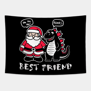 Godzilla and Santa Claus - Funny t-shirt for Christmas Tapestry