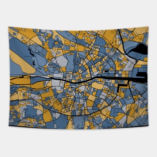 Dublin Map Pattern in Blue & Gold Tapestry