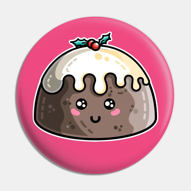 Kawaii Cute Christmas Pudding Pin by freeves