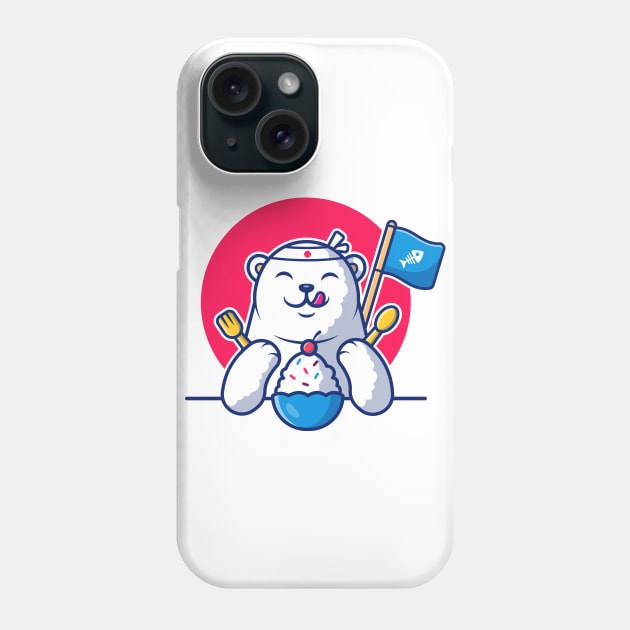 Cute polar bear eating ice cream Phone Case by Catalyst Labs