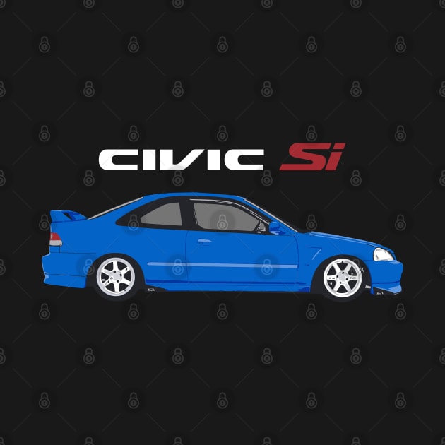 Civic Si Electron Blue COupe VOLK TE37 by cowtown_cowboy