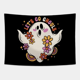 Let's Go Ghouls // Funny Groovy Ghost Halloween Tapestry