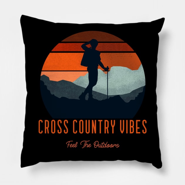 Cross Country Vibes, trekking, walking, hiking, solitude, nature, rambling Pillow by Style Conscious