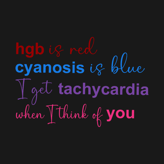 Hgb Is Red Cyanosis Is Blue I Get Tachycardia Cardiac Nurse by Neldy