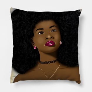 Cute black girl magic afro woman digital art Pillow