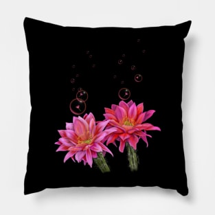 Colorful Cactus Flowers with Bubbles Pillow