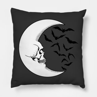 Skull Moon with Bats Pillow