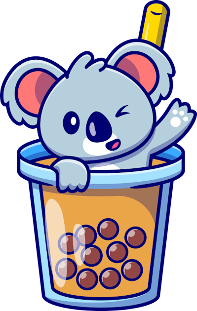 Cute Koala Waving In Boba Milk Tea Cup Kids T-Shirt by Catalyst Labs