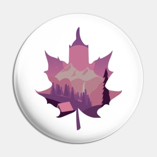 Maple Leaf Camping Mountains Sunset I Landscape Pin