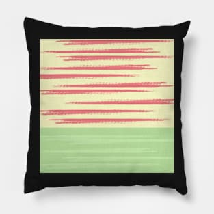 Pink Light green brush strokes pattern Pillow