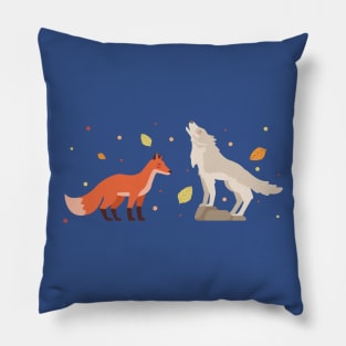 Wolf and Fox Pillow