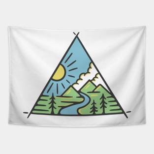 Camping Tent Monoline Tapestry