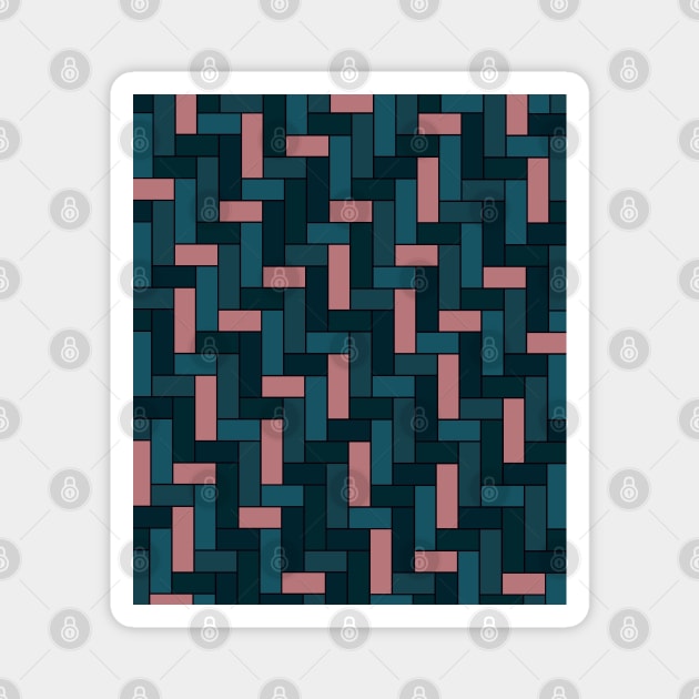 Geometric Tiles in Green, Teal and Pink Magnet by OneThreeSix