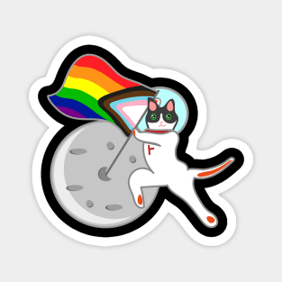 Cat astronaut on the moon pride flag Magnet