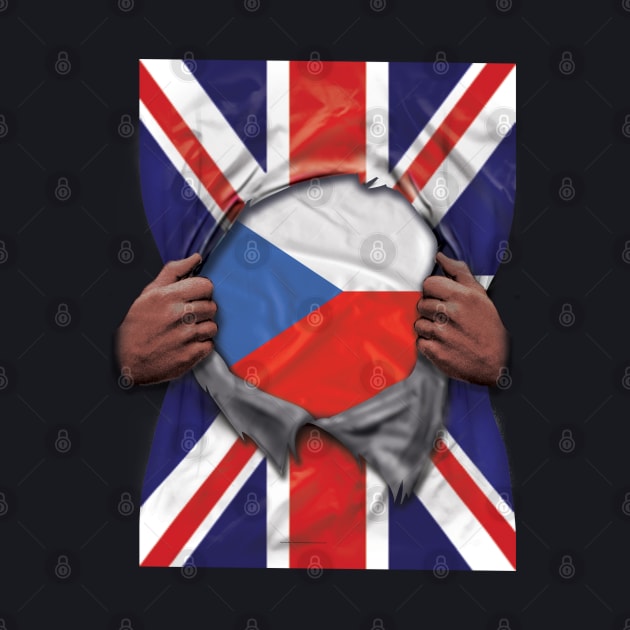 Czech Republic Flag Great Britain Flag Ripped - Gift for Czech From Czech Republic by Country Flags