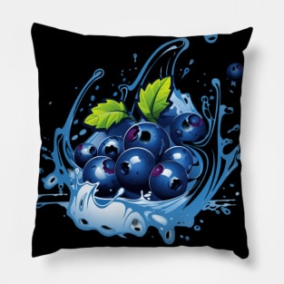 Juicy Blueberry Fruit Summer Splash Pillow