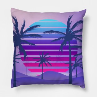 Sundown Purple Synthwave Pillow