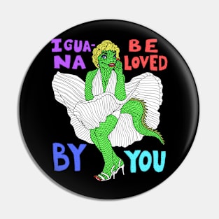 Iguana Marilyn Monroe in white dress Pin