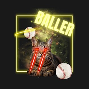 BASEBALL SPACE CAT T-Shirt