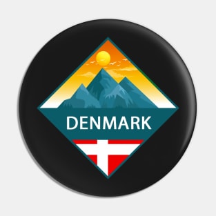 Denmark Mountain Sticker, Travel to Denmark Pin