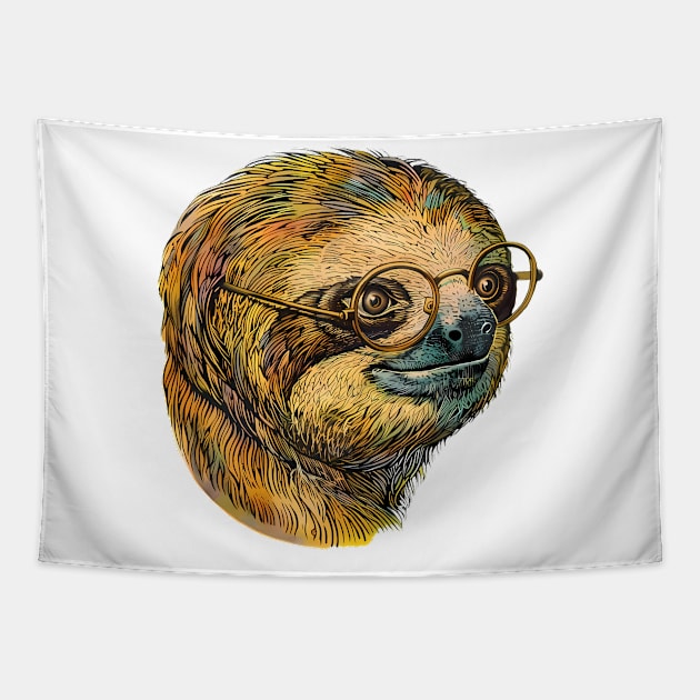 Wise & Chill: The Sloth Scholar! Tapestry by Carnets de Turig