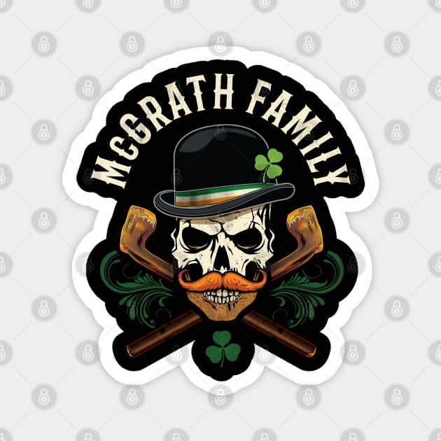 McGrath Family Irish Skull with Shillelagh and Shamrock Magnet by Celtic Folk