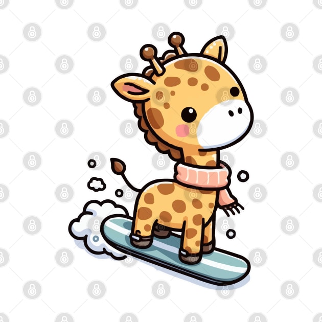 Cute giraffe Snowboarding by fikriamrullah