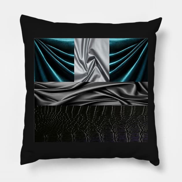 Silver, Teal, Black and White Texture 2 Pillow by AmazingCorn