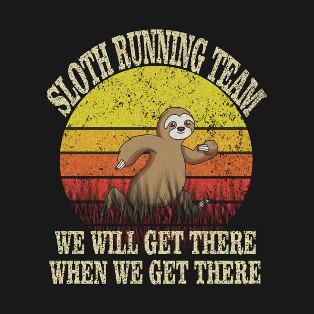 Sloth Running Team Funny Vintage Shirt For Men women by Grabitees