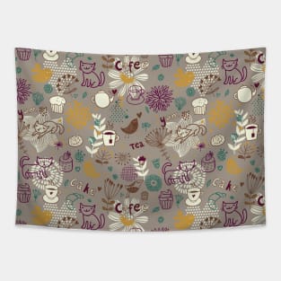 Cat & Cake Pattern Tapestry