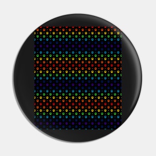 Black Rainbow Paw Prints and Polka Dots Pattern Pin