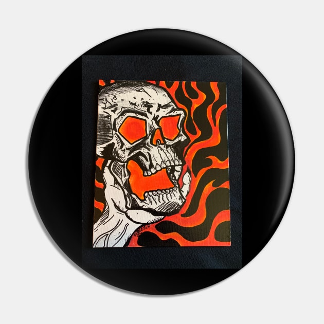 Flaming skull Pin by Bruce13customz