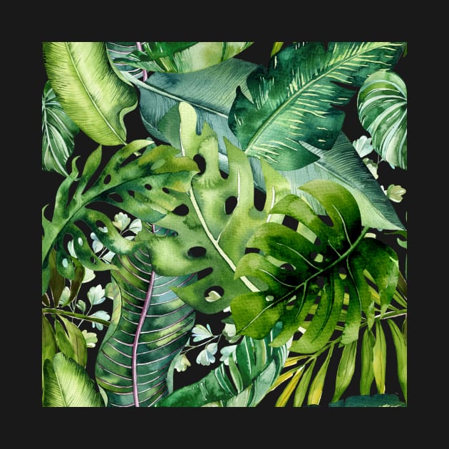 Greenery Tropical Foliage Pattern by PixDezines