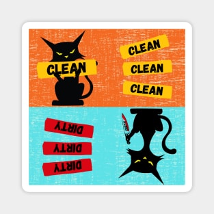 Black Cat Dishwasher Magnet Clean Dirty, Funny Cat Magnet, Dirty Cat, Scary Cat, Sarcastic Cat Magnets, cat lover gift, Cat Mom Gift Idea Magnet