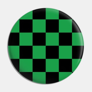 Black and green checkerboard print Pin