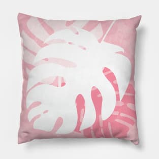 Monstera Leaves In Pink A Modern Botanical Design Pillow