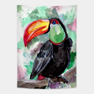 Tucan Bird Watercolor Tapestry