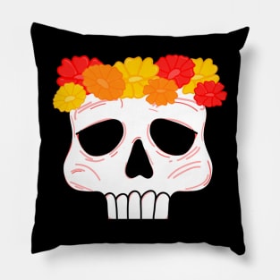 Skull with flower crown Pillow