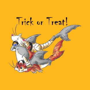Tiger Shark Trick or Treaters (With Text) T-Shirt
